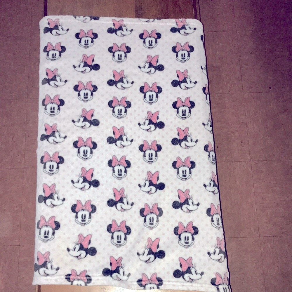 Baby Disney Minnie Mouse Pink,white and black soft plush Baby Blanket